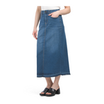 Denim Maxi Skirt With Pockets