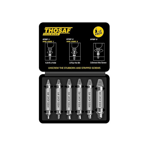 6-Piece Thosaf Damaged Screw Extractor Set