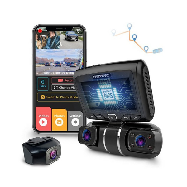 Rexing S1 PRO 1080p 3-Channel Wi-Fi Dash Cam with Built-in GPS