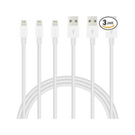 Idison Cables Lightning para cargador de iPhone con certificación Apple MFi de 6 pies (paquete de 3)