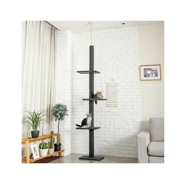 Torre de árbol para gatos con postes para trepar de piso a techo de 4 niveles Pawz Road de 105"