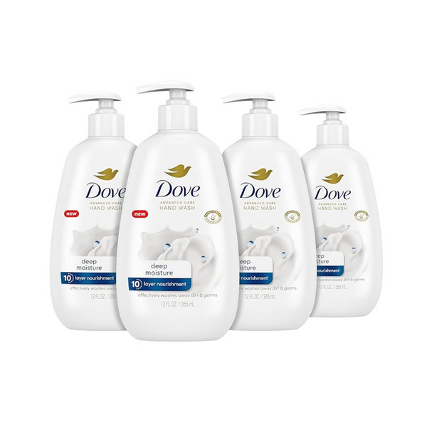 4 botellas de Dove Advanced Care Hand Wash Deep Moisture (12 oz)