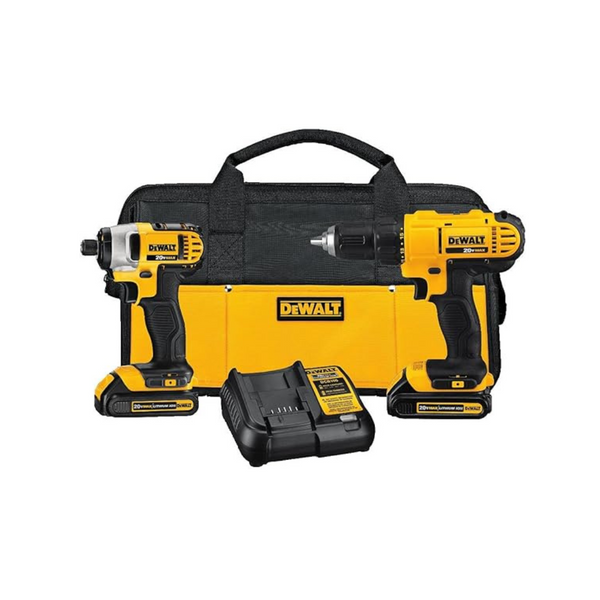 Taladro atornillador de impacto inalámbrico Dewalt de 20 V con 2 baterías