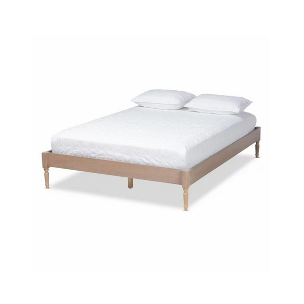 Cama King con plataforma Colette, color blanco antiguo, de Baxton Studio