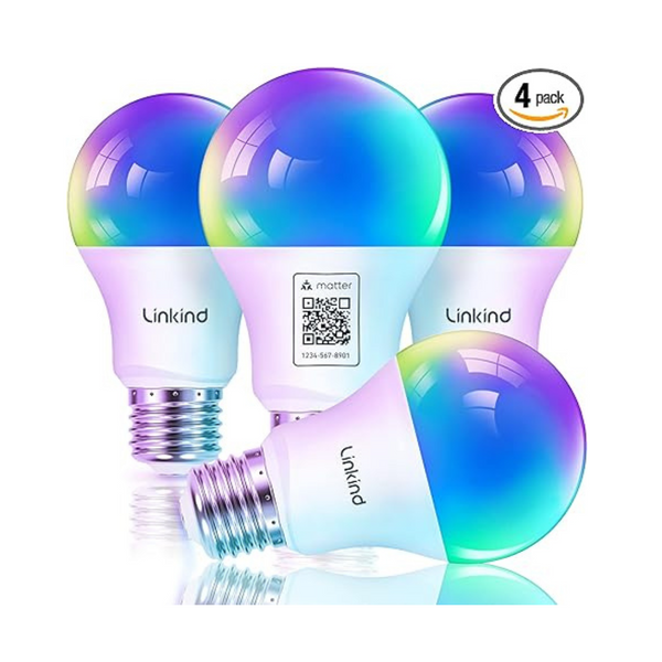 4-Pack Linkind Matter WiFi Smart Light Bulbs