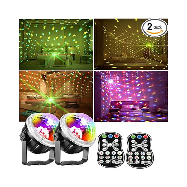 2-Pack 4W RGBY Golden Star Projector DJ bar Party LED Lights