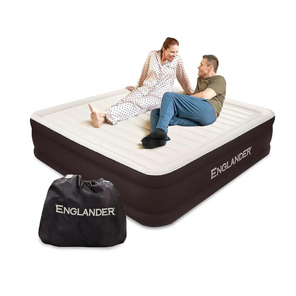 Englander 20 Inch Luxury Double High Inflatable Air Mattress w/Built in Pump, Twin