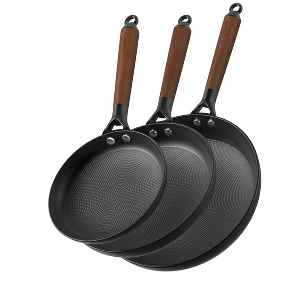 3-Piece Non Stick Frying Pans Cookware Set with Removable Handle