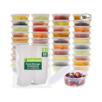 50-Set Freshware BPA Free 8 oz Plastic Deli Containers with Lids