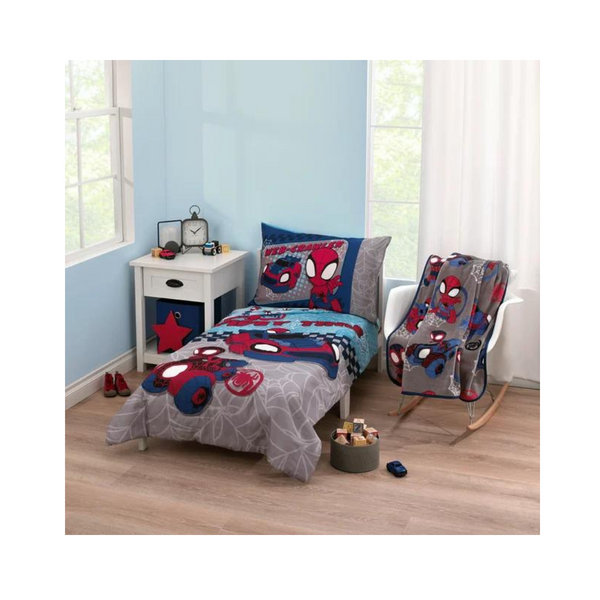 Paquete de ropa de cama y manta para niños pequeños Marvel Spidey de 5 piezas