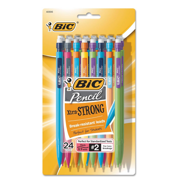 24-Pack BIC Xtra-Strong Mechanical Pencil Colorful Barrel 0.9mm