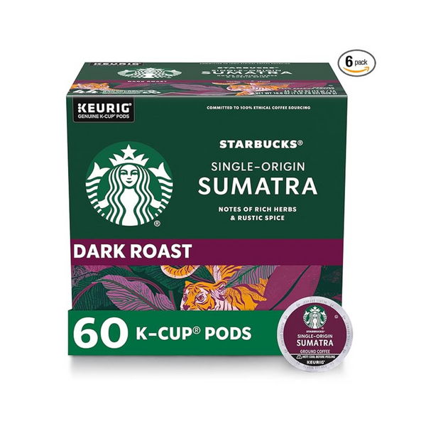 Cápsulas de café Starbucks Dark Roast Sumatra K-Cup de 60 unidades