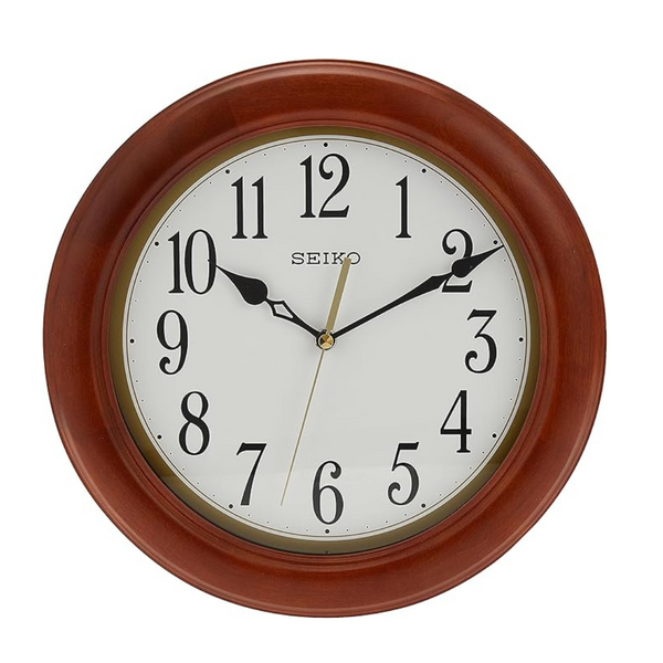 SEIKO 12" Round Wood Classic Wall Clock