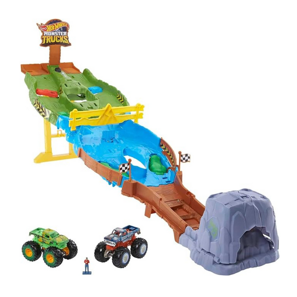 Hot Wheels Monster Trucks Wreckin' Raceway with 2 Toy Trucks