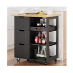 Shintenchi Rolling Kitchen Island Storage Cabinet