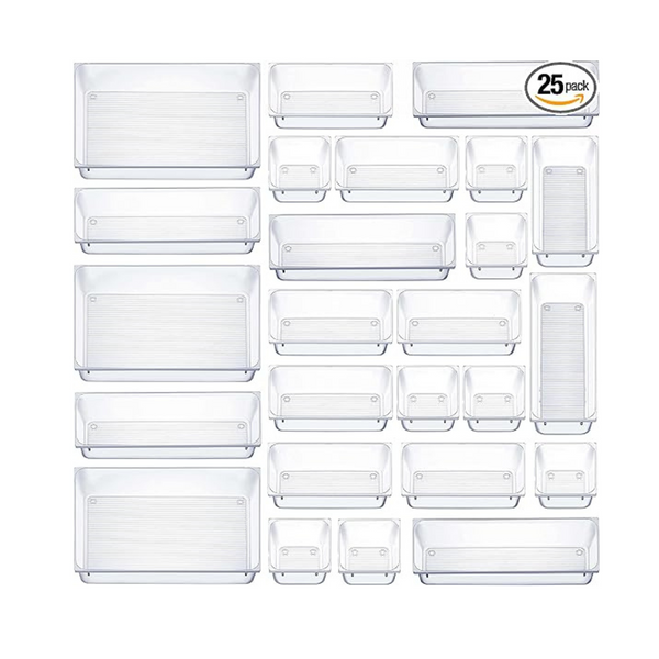 25-Piece Seseno Multipurpose Clear Plastic Storage Bins