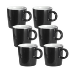 Set of 6 homEdge Mini Porcelain Espresso Cups Set 4-0z.(Black)