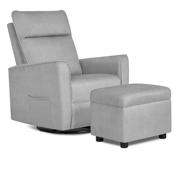 Evolur Aria Upholstered Plush Seating Swivel with Ottoman