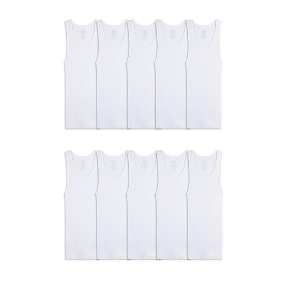 Fruit of the Loom Boys' Eversoft Cotton Undershirts, Tank - 10 Pack