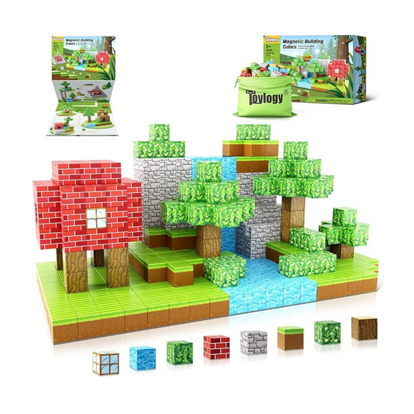 Toylogy 48 Pcs Magnetic Blocks-Build Mine Magnet World Edition