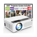 1080P Full HD 5500-Lumens Mini Projector with 100" Projector Screen