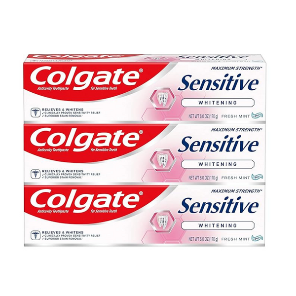 3-Pack Colgate Sensitive Maximum Strength Whitening Toothpaste