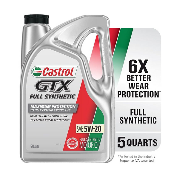 Castrol GTX Full Synthetic 5W-20 Motor Oil, 5 Quarts