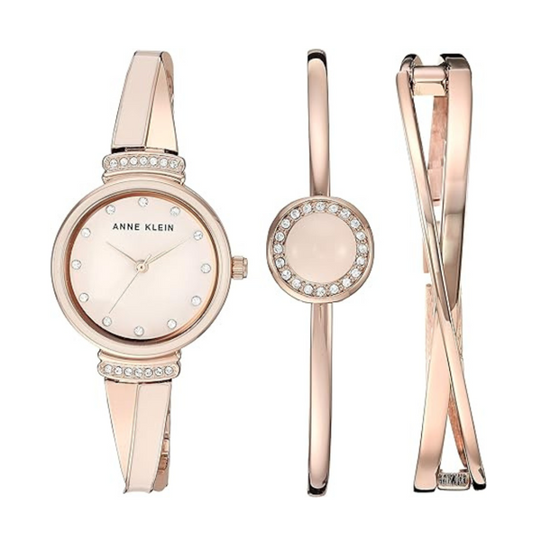 Anne Klein Women's Premium Crystal Accented Watch and Bangle Set