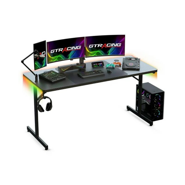 55" GTRACING Computer Desk w/ RGB Lights (Carbon Fiber)