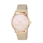 Nine West Women's Stainless Steel Mesh Bracelet Watch with Flower Dial