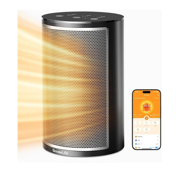 GoveeLife 1500W Smart Space Heater with Thermostat, Wi-Fi App & Voice Remote Control