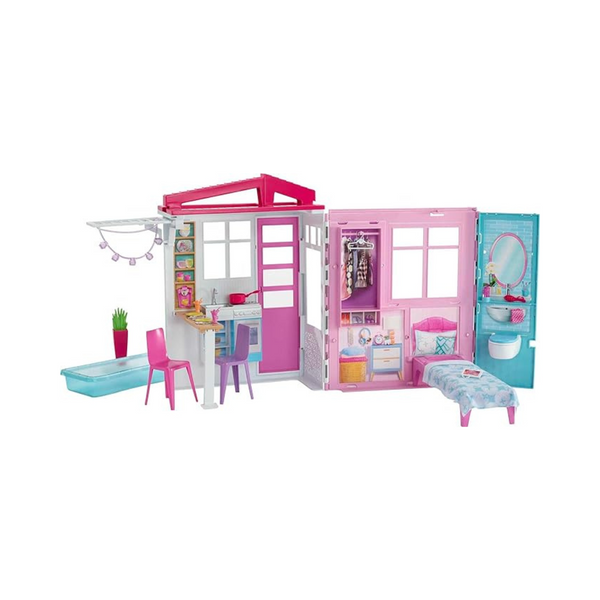 Barbie Doll House, Portable Playset with Carrying Handle and Accessories