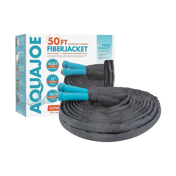 Aqua Joe 50-Ft x 5/8-Inch FiberJacket Hose w/Aluminum Fittings