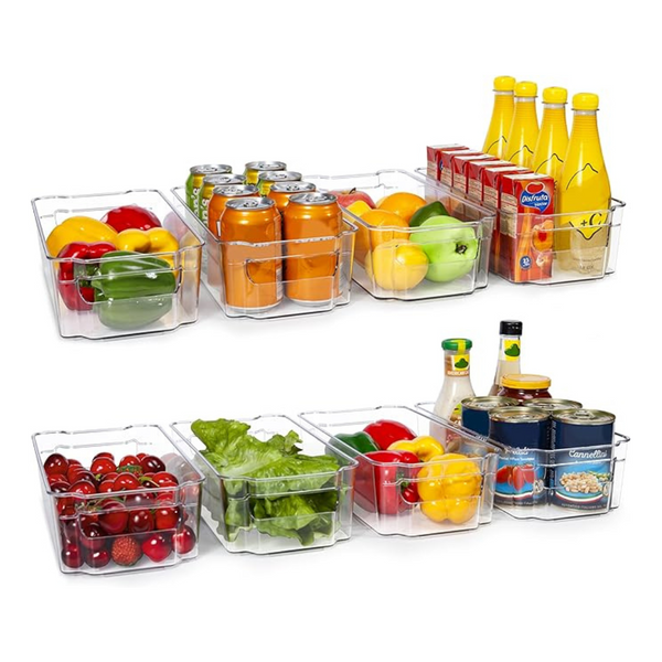 8-Piece Hoojo BPA Free Refrigerator Organizer Plastic Bins