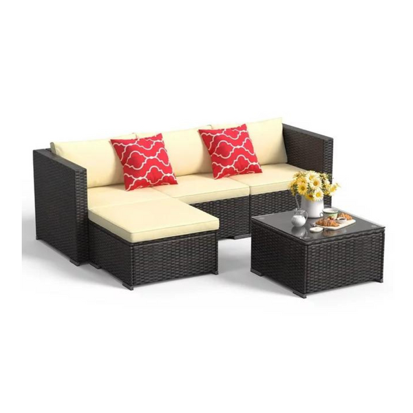 5-Piece Patio Outdoor Sectional Sofa Furniture Set with Coffee Table