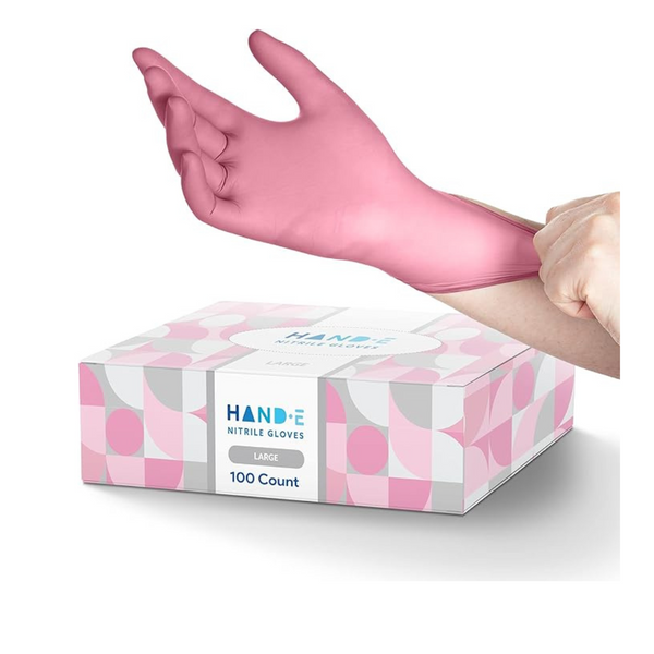 100-Count Hand-E Touch Pink Nitrile Disposable Gloves