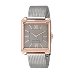 Nine West Women's Rose Gold Tone and Silver Tone Mesh Bracelet Watch