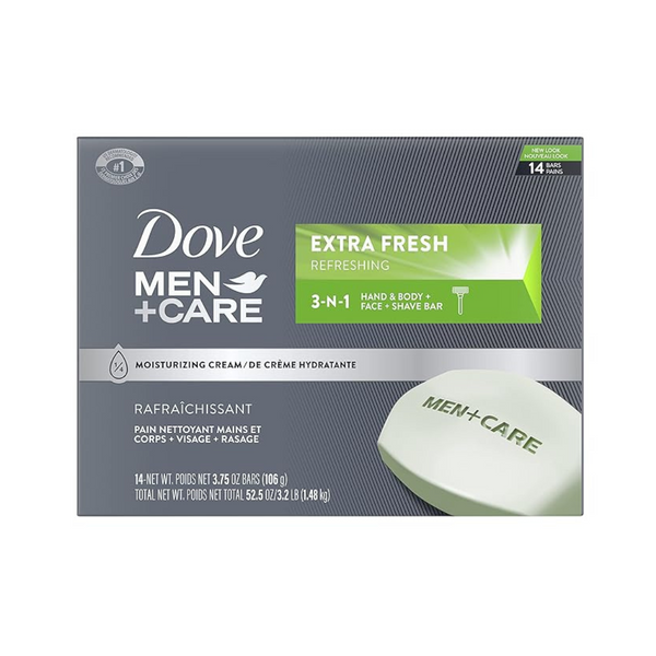 14 Bars of Dove Men + Care 3 in 1 Cleanser Bars