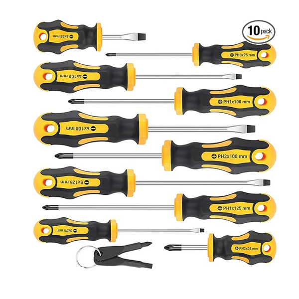 10-Piece Amartisan Magnetic 5 Phillips & 5 Slotted Tips Screwdrivers Set