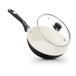 Nonstick 9.5" Ceramic Wok Pan with Lid & Heat Insulation Handle