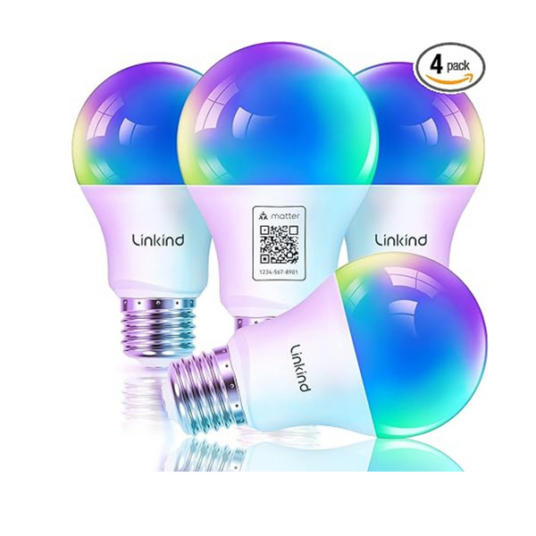 4-Pack Linkind Matter WiFi Smart Light Bulbs