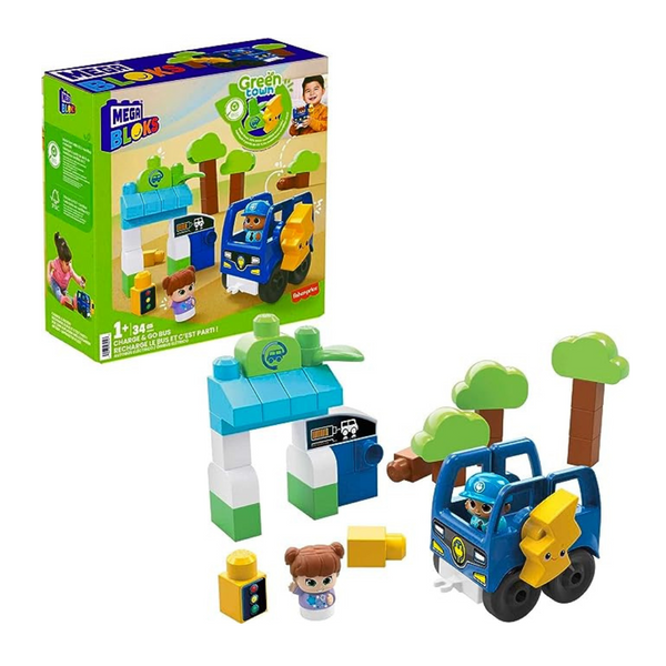 Mega Bloks Green Town Charge & Go Bus Building set