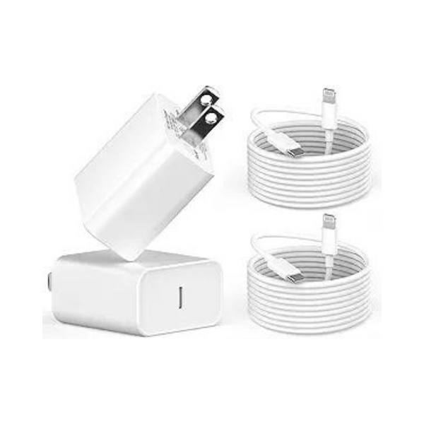 2-Pack Lazerbuilt 20W USB-C Adapter w/ 6ft Type C Cable For iPhone