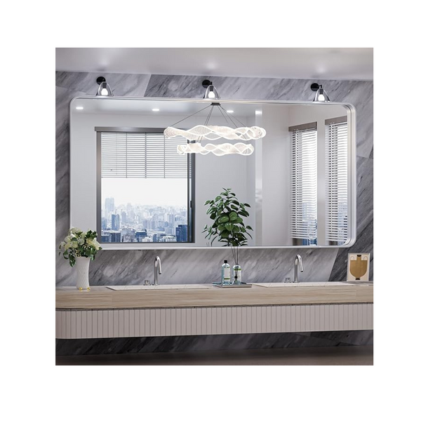 TokeShimi 72" x 36" Metal Frame Brushed Silver Wall Mirror