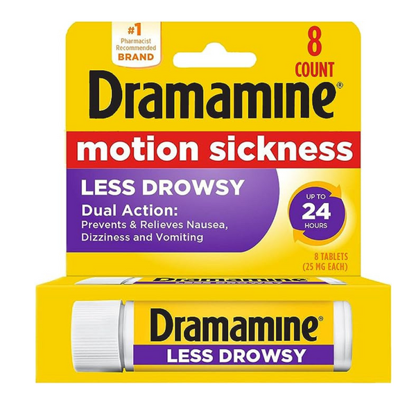 8-Count Dramamine Motion Sickness Long Lasting Relief Less Drowsy