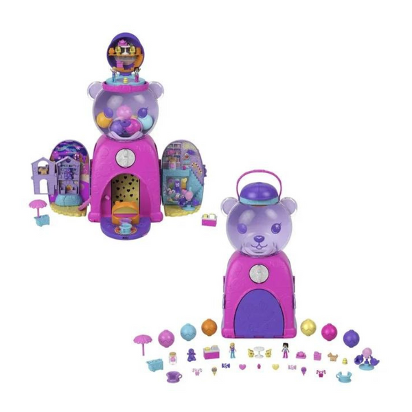 Polly Pocket Gumball Bear Playset with 2 Micro Dolls and 26 Surprise Accessories