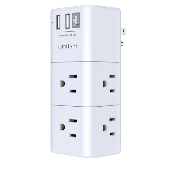 Qinlianf 6 AC Multi Plug Outlet Extender Surge Protector