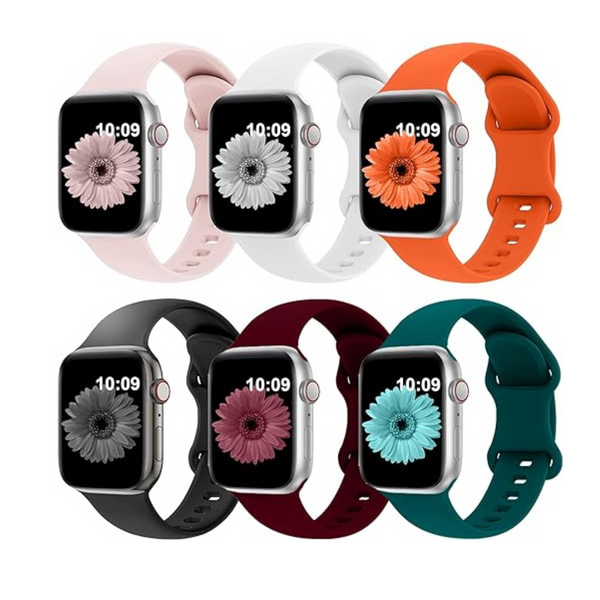 6-Pack Apple Watch Breathable Soft Silicone Waterproof Strap Bands