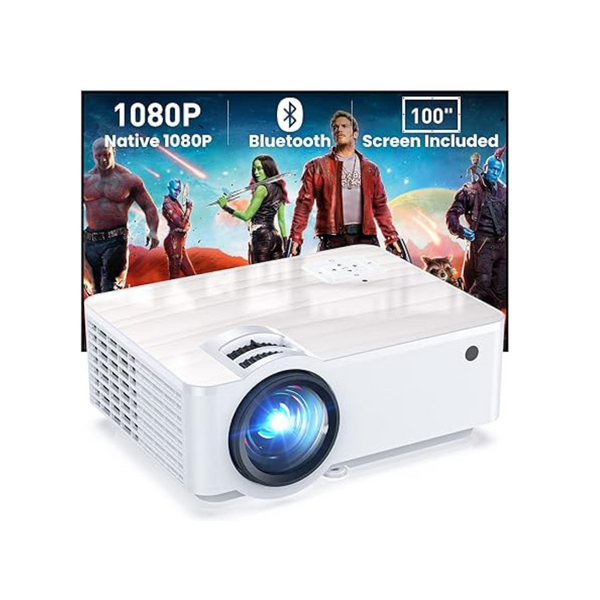 Groview T6 Full HD 1080p 9500-Lux Gaming Projector with 100" Screen