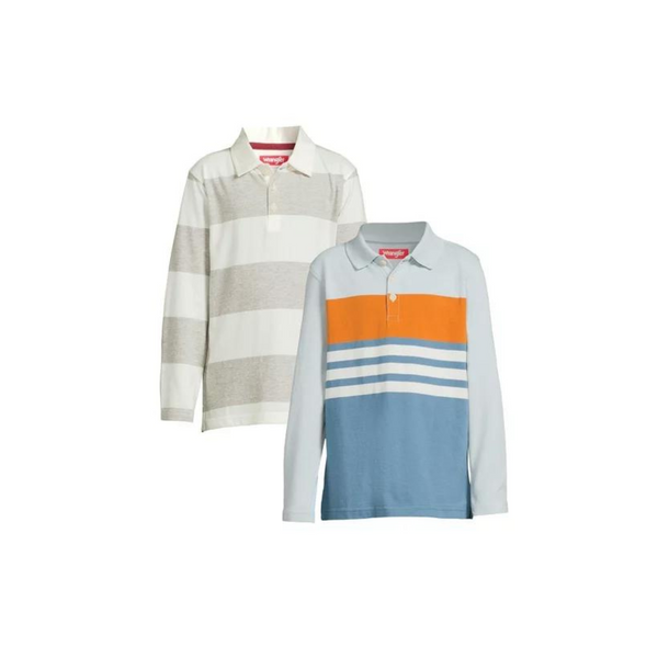 2-Pack Wrangler Boys' Striped Polo Shirt with Long Sleeve